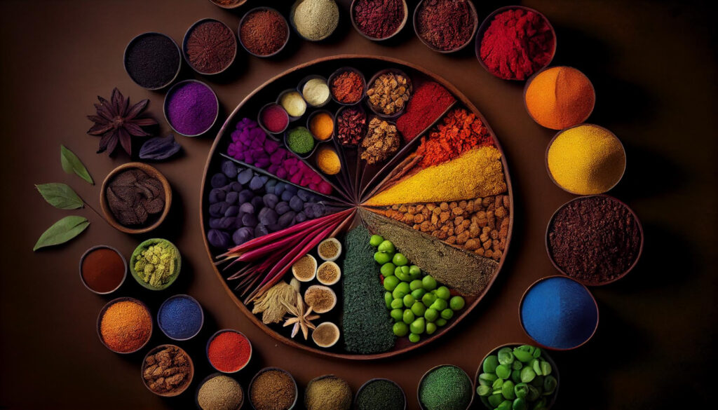 multi-colored-gourmet-dessert-wood-background-with-spice-generative-ai